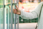handle of freezer in grocery store