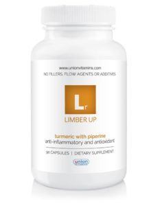 Bottle of "Limber Up" supplements