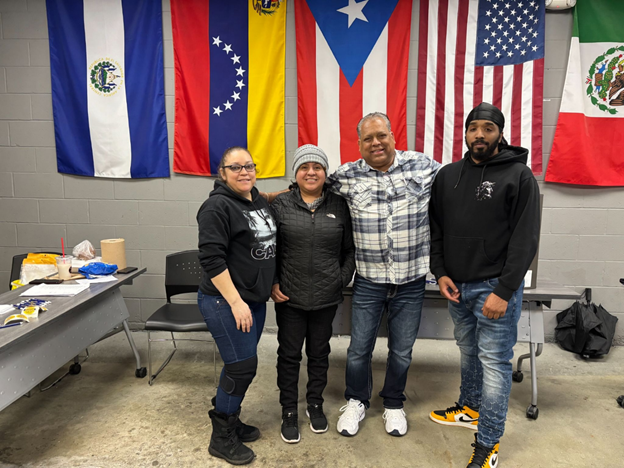 Pictured left to right) UFCW Local 700 members Guadalupe Ramirez, Alicia Romero, Juan Garcia, and Jamarcu Kolb served on the JBS Foods Bargaining Committee.